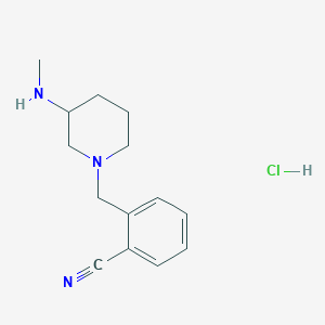 molecular formula C14H20ClN3 B3096784 2-((3-(Methylamino)piperidin-1-yl)methyl)benzonitrile hydrochloride CAS No. 1289385-58-5