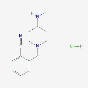 molecular formula C14H20ClN3 B3096814 2-((4-(Methylamino)piperidin-1-yl)methyl)benzonitrile hydrochloride CAS No. 1289387-45-6