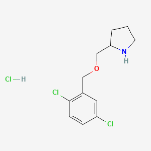 molecular formula C12H16Cl3NO B3096829 2-(2,5-Dichloro-benzyloxymethyl)-pyrrolidine hydrochloride CAS No. 1289388-39-1