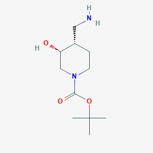 molecular formula C11H22N2O3 B3096868 cis-1-Boc-4-aminomethyl-3-hydroxypiperidine CAS No. 1290191-69-3