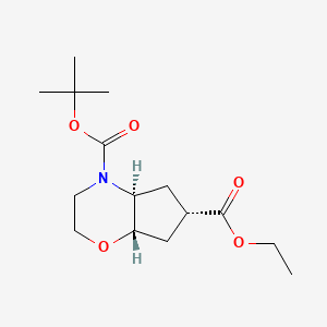 molecular formula C15H25NO5 B3096877 外消旋-(4aS,6S,7aS)-4-叔丁基 6-乙基六氢环戊[b][1,4]恶嗪-4,6(4aH)-二羧酸酯 CAS No. 1290625-35-2