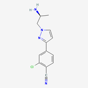 molecular formula C13H13ClN4 B3097022 (S)-4-(1-(2-aminopropyl)-1H-pyrazol-3-yl)-2-chlorobenzonitrile CAS No. 1297537-41-7