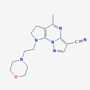 molecular formula C16H20N6O B3097055 5-methyl-8-(2-morpholinoethyl)-7,8-dihydro-6H-pyrazolo[1,5-a]pyrrolo[3,2-e]pyrimidine-3-carbonitrile CAS No. 129909-52-0