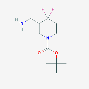 molecular formula C11H20F2N2O2 B3097185 Tert-butyl 3-(aminomethyl)-4,4-difluoropiperidine-1-carboxylate CAS No. 1303973-27-4