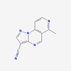 molecular formula C11H7N5 B3097218 10-Methyl-2,3,7,11-tetraazatricyclo[7.4.0.0^{2,6}]trideca-1(9),3,5,7,10,12-hexaene-5-carbonitrile CAS No. 130506-91-1