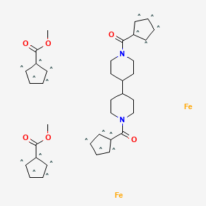 molecular formula C36H40Fe2N2O6 B3097313 1,1''-([4,4'-Bipiperidine]-1,1'-diyldicarbonyl)bis[1'-(methoxycarbonyl) ferrocene] CAS No. 130882-76-7