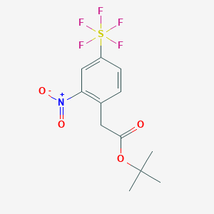 molecular formula C12H14F5NO4S B3097327 Tert-butyl 2-[2-nitro-4-(pentafluoro-lambda6-sulfanyl)phenyl]acetate CAS No. 1309569-33-2