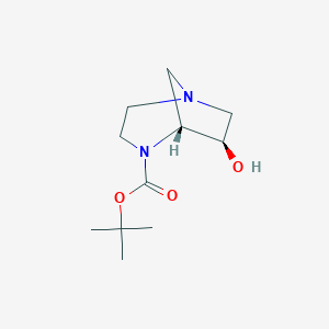 molecular formula C11H20N2O3 B3097375 6-Hydroxy-1,4-diaza-bicyclo[3.2.1]octane-4-carboxylicacidtert-butylester CAS No. 1310381-14-6