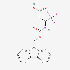 molecular formula C19H16F3NO4 B3097425 (S)-Fmoc-3-amino-4,4,4-trifluoro-butyric acid CAS No. 1310680-31-9