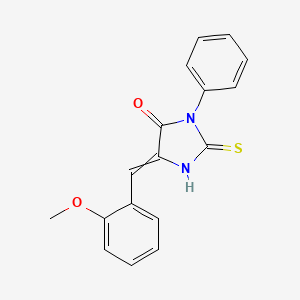 molecular formula C17H14N2O2S B3097448 (5E)-2-mercapto-5-(2-methoxybenzylidene)-3-phenyl-3,5-dihydro-4H-imidazol-4-one CAS No. 13109-89-2