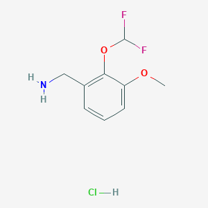 molecular formula C9H12ClF2NO2 B3097460 [2-(Difluoromethoxy)-3-methoxyphenyl]methanamine hydrochloride CAS No. 1311317-05-1