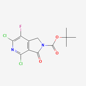 molecular formula C12H11Cl2FN2O3 B3097543 tert-Butyl 4,6-dichloro-7-fluoro-3-oxo-1H-pyrrolo[3,4-c]pyridine-2(3H)-carboxylate CAS No. 1312693-67-6