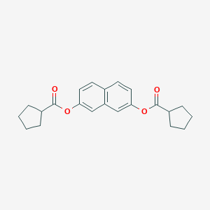 molecular formula C22H24O4 B309773 7-[(Cyclopentylcarbonyl)oxy]-2-naphthyl cyclopentanecarboxylate 