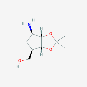 molecular formula C9H17NO3 B3097890 [(3aR,4R,6R,6aS)-6-Amino-2,2-dimethyl-hexahydrocyclopenta[d][1,3]dioxol-4-yl]methanol CAS No. 132342-52-0