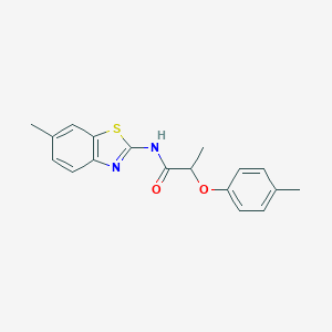molecular formula C18H18N2O2S B309795 N-(6-methyl-1,3-benzothiazol-2-yl)-2-(4-methylphenoxy)propanamide 