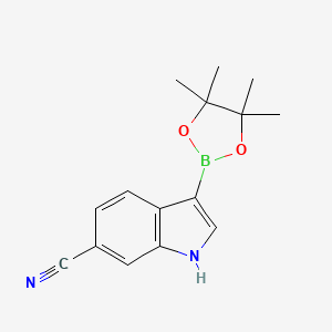molecular formula C15H17BN2O2 B3098008 3-(4,4,5,5-Tetramethyl-1,3,2-dioxaborolan-2-YL)-1H-indole-6-carbonitrile CAS No. 1326714-81-1