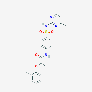 molecular formula C22H24N4O4S B309803 N-(4-{[(4,6-dimethyl-2-pyrimidinyl)amino]sulfonyl}phenyl)-2-(2-methylphenoxy)propanamide 
