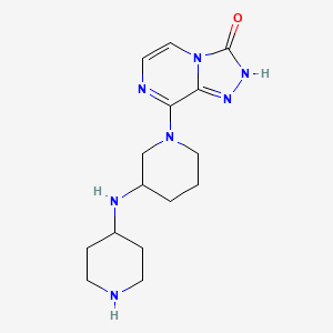 molecular formula C15H23N7O B3098031 8-[3-(piperidin-4-ylamino)piperidin-1-yl][1,2,4]triazolo[4,3-a]pyrazin-3(2H)-one CAS No. 1326942-13-5