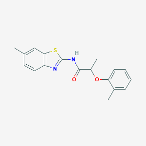 molecular formula C18H18N2O2S B309804 N-(6-methyl-1,3-benzothiazol-2-yl)-2-(2-methylphenoxy)propanamide 