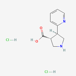 molecular formula C10H14Cl2N2O2 B3098137 (3R,4R)-4-(吡啶-2-基)吡咯烷-3-羧酸二盐酸盐 CAS No. 1330750-49-6