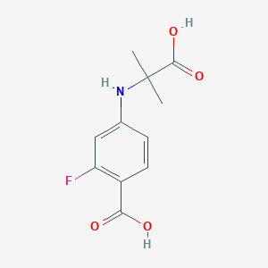 molecular formula C11H12FNO4 B3098183 4-(2-Carboxypropan-2-ylamino)-2-fluorobenzoic acid CAS No. 1332524-02-3