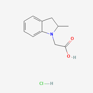 molecular formula C11H14ClNO2 B3098207 (2-甲基-2,3-二氢-1H-吲哚-1-基)乙酸盐酸盐 CAS No. 1332529-76-6