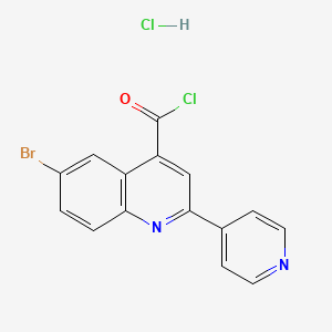 molecular formula C15H9BrCl2N2O B3098213 6-Bromo-2-(pyridin-4-yl)quinoline-4-carbonyl chloride hydrochloride CAS No. 1332530-21-8