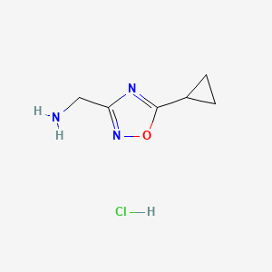 molecular formula C6H10ClN3O B3098238 [(5-Cyclopropyl-1,2,4-oxadiazol-3-yl)methyl]amine hydrochloride CAS No. 1332531-19-7