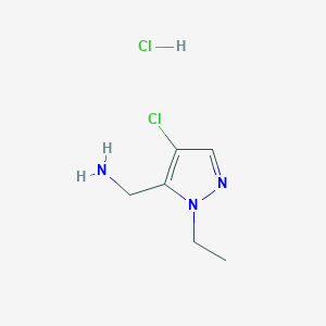 molecular formula C6H11Cl2N3 B3098241 [(4-氯-1-乙基-1H-吡唑-5-基)甲基]胺盐酸盐 CAS No. 1332531-21-1
