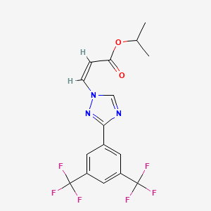 molecular formula C16H13F6N3O2 B3098300 (Z)-isopropyl 3-(3-(3,5-bis(trifluoromethyl)phenyl)-1H-1,2,4-triazol-1-yl)acrylate CAS No. 1333152-22-9