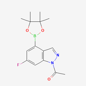 molecular formula C15H18BFN2O3 B3098319 1-(6-fluoro-4-(4,4,5,5-tetramethyl-1,3,2-dioxaborolan-2-yl)-1H-indazol-1-yl)ethanone CAS No. 1333319-78-0