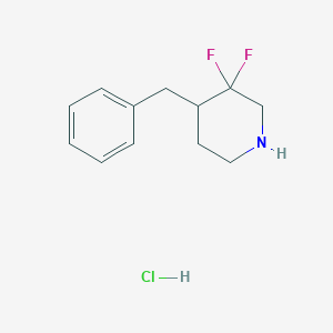 molecular formula C12H16ClF2N B3098368 4-benzyl-3,3-Difluoropiperidine hydrochloride CAS No. 1334415-44-9