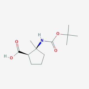 molecular formula C12H21NO4 B3098389 N-Boc-(+/-)-cis-2-amino-2-methyl-cyclopentane-carboxylic acid CAS No. 1335031-77-0