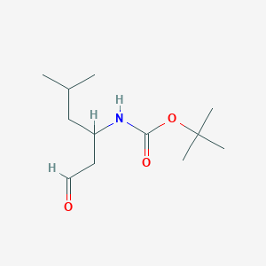 molecular formula C12H23NO3 B3098399 叔丁基 N-(5-甲基-1-氧代己烷-3-基)氨基甲酸酯 CAS No. 1335042-18-6