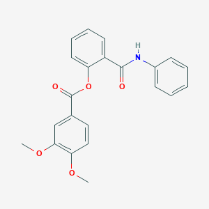 molecular formula C22H19NO5 B309853 2-(Anilinocarbonyl)phenyl 3,4-dimethoxybenzoate 