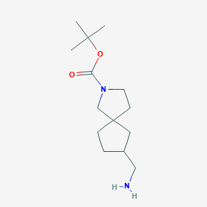 molecular formula C14H26N2O2 B3098681 叔丁基 7-(氨甲基)-2-氮杂螺[4.4]壬烷-2-羧酸酯 CAS No. 1341036-75-6