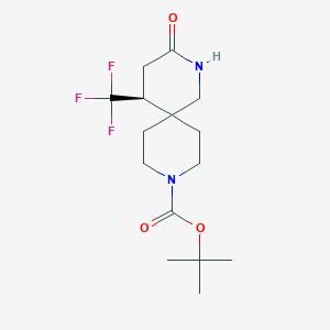 molecular formula C15H23F3N2O3 B3098708 (S)-tert-Butyl 3-oxo-5-(trifluoromethyl)-2,9-diazaspiro[5.5]undecane-9-carboxylate CAS No. 1341192-02-6