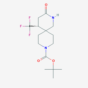 molecular formula C15H23F3N2O3 B3098713 (R)-tert-Butyl 3-oxo-5-(trifluoromethyl)-2,9-diazaspiro[5.5]undecane-9-carboxylate CAS No. 1341192-03-7