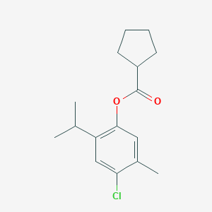 molecular formula C16H21ClO2 B309883 4-Chloro-2-isopropyl-5-methylphenyl cyclopentanecarboxylate 