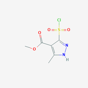molecular formula C6H7ClN2O4S B3098871 methyl 5-(chlorosulfonyl)-3-methyl-1H-pyrazole-4-carboxylate CAS No. 1346270-23-2