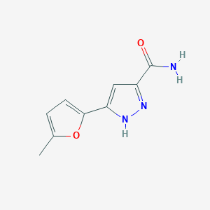 molecular formula C9H9N3O2 B3098879 3-(5-甲基呋喃-2-基)-1H-吡唑-5-甲酰胺 CAS No. 1346270-24-3