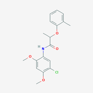 molecular formula C18H20ClNO4 B309894 N-(5-chloro-2,4-dimethoxyphenyl)-2-(2-methylphenoxy)propanamide 