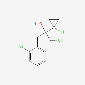 molecular formula C12H13Cl3O B3099013 1-Chloro-2-(1-chlorocyclopropyl)-3-(2-chlorophenyl)propan-2-ol CAS No. 134818-67-0