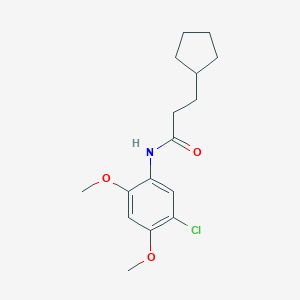 molecular formula C16H22ClNO3 B309902 N-(5-chloro-2,4-dimethoxyphenyl)-3-cyclopentylpropanamide 