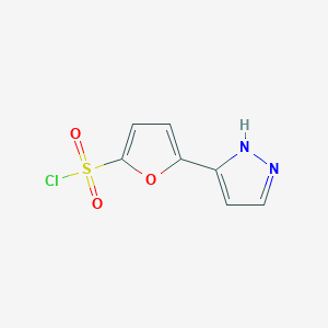 molecular formula C7H5ClN2O3S B3099077 5-(1H-吡唑-5-基)呋喃-2-磺酰氯 CAS No. 1350521-74-2