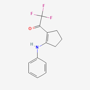 molecular formula C13H12F3NO B3099093 1-(2-Anilinocyclopenten-1-yl)-2,2,2-trifluoro-ethanone CAS No. 1350637-19-2