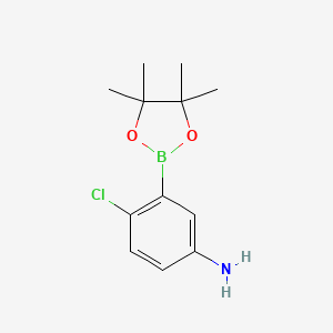 molecular formula C12H17BClNO2 B3099108 4-Chloro-3-(4,4,5,5-tetramethyl-1,3,2-dioxaborolan-2-yl)aniline CAS No. 1350842-61-3