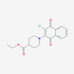 molecular formula C18H18ClNO4 B3099115 Ethyl 1-(3-chloro-1,4-dioxo-1,4-dihydronaphthalen-2-yl)piperidine-4-carboxylate CAS No. 135127-54-7