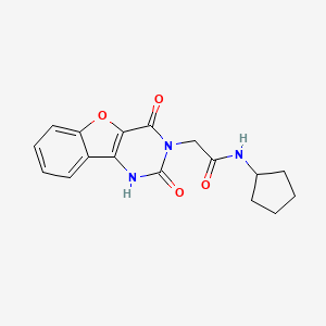 molecular formula C17H17N3O4 B3099134 N-cyclopentyl-2-(2,4-dioxo-1,4-dihydro[1]benzofuro[3,2-d]pyrimidin-3(2H)-yl)acetamide CAS No. 1351398-87-2
