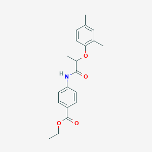molecular formula C20H23NO4 B309927 Ethyl 4-{[2-(2,4-dimethylphenoxy)propanoyl]amino}benzoate 
